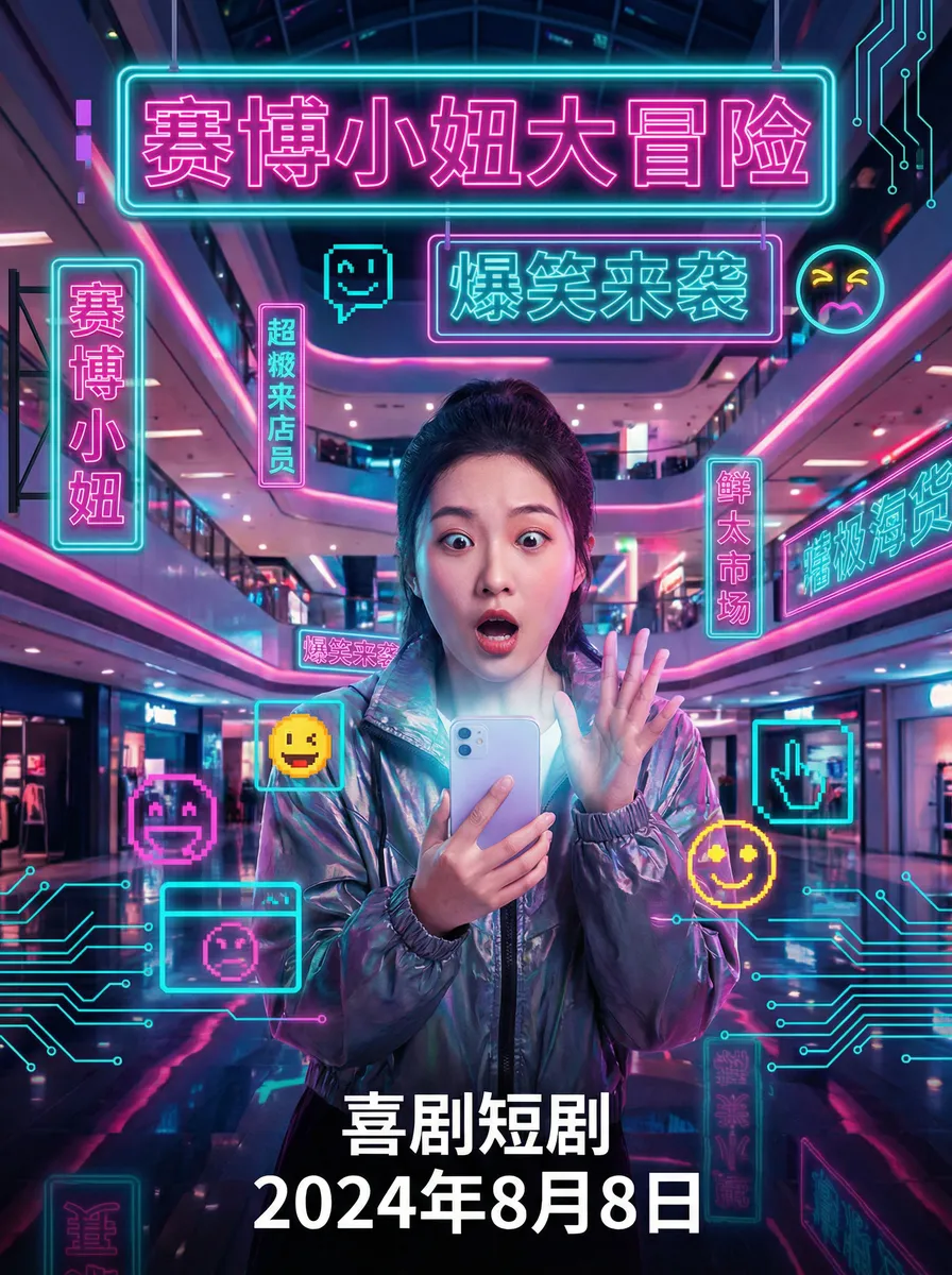 搞笑一家人国语版 搞笑喜剧短剧 - 赛博小妞大冒险海报